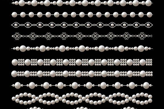 White Pearls Borders Clipart (48720) | Illustrations | Design Bundles