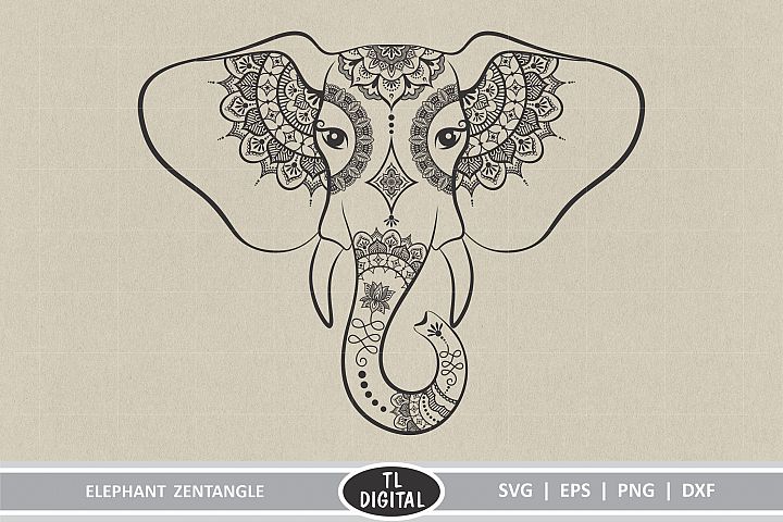 Elephant Zentangle - Mandala Art SVG | EPS | PNG | DXF
