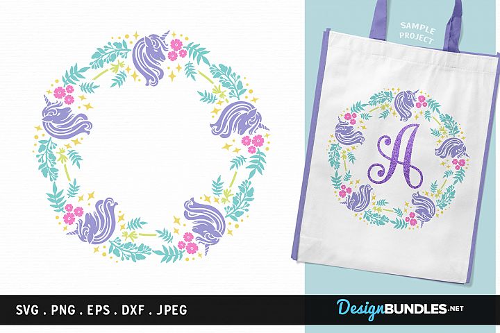 Download Unicorns Round Monogram Frame - svg cut file, printable ...