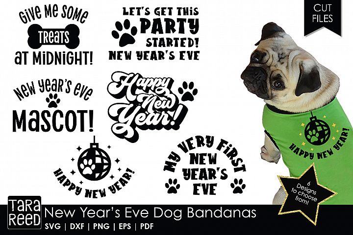 Download New Year's Eve Dog Bandanas Dog Bandanas - SVG & Cut Files