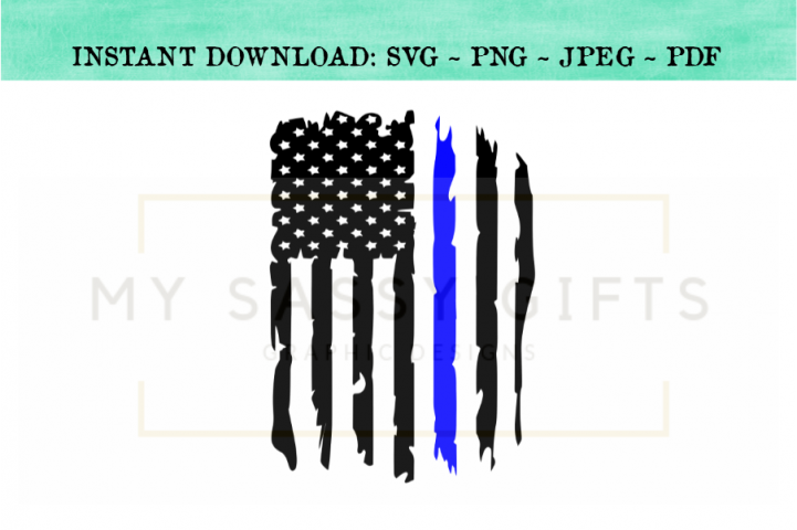 Download Police Officer Distressed American Flag With Thin Blue Line
