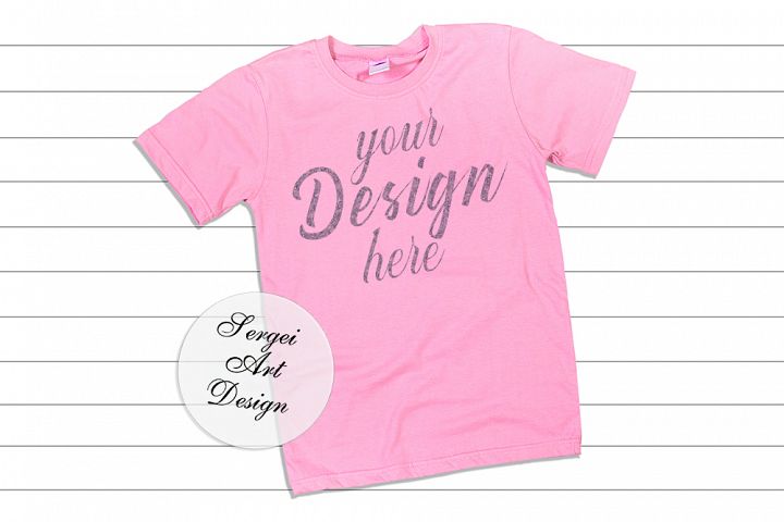 Download Pink T-Shirt Flat Lay Mockup, Short Sleeve T-Shirt