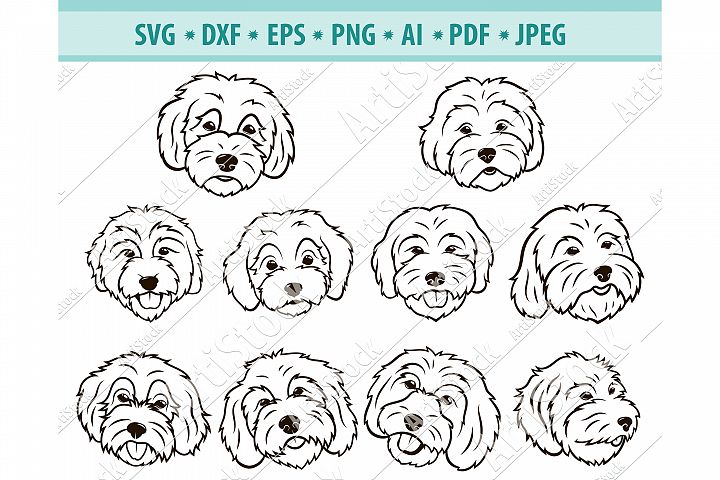 Goldendoodle SVG, Dog Silhouettes, Dogs SVG, Png, Dxf, Eps (532065