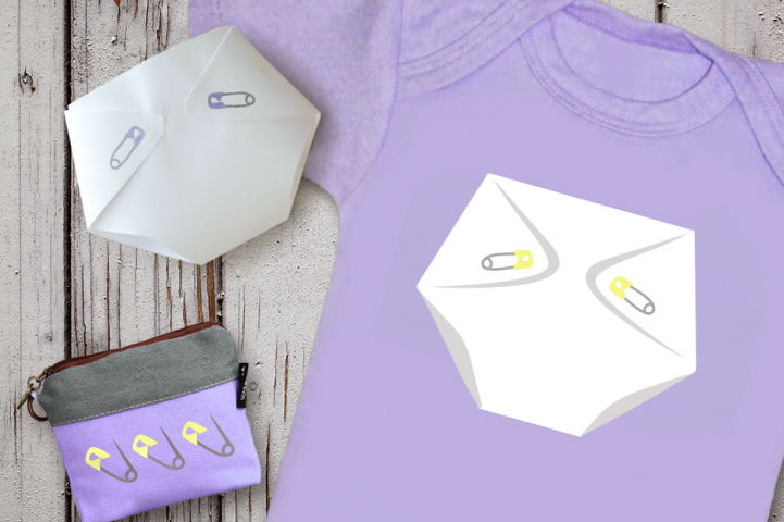 Diaper and Safety Pins SVG File Cutting Template