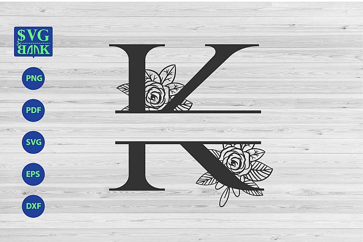 Split monogram letter K Svg, Alphabet floral initial logo K (342920 ...