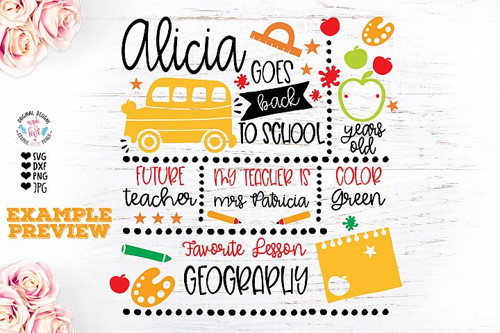 School Chart Back to School - School Template / Cut File