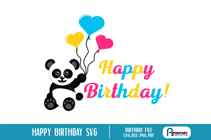 Download panda svg, panda svg file, happy birthday svg