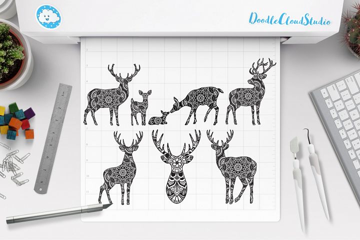 Download Deers Mandala SVG, Mama and Baby Deer Mandala, Mandala Stag