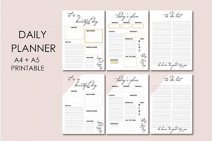 Daily planner, Motivational to do list, Printable planner