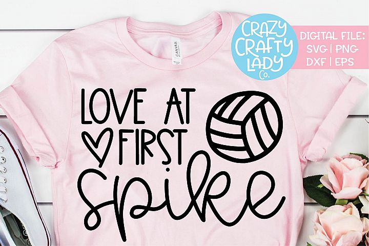 Download Love at First Spike Volleyball SVG DXF EPS PNG Cut File