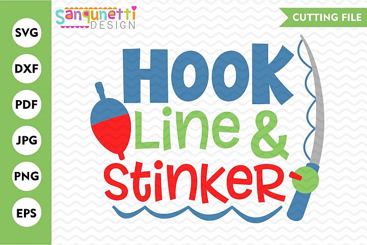 Hook Line and stinker fishing SVG, baby and boys cut file