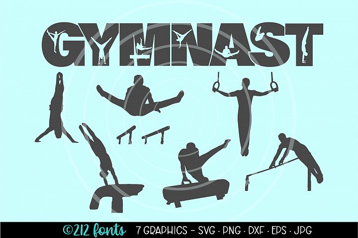Men's Gymnastics Graphic Clip Art Cut Files DXF PNG JPG SVG