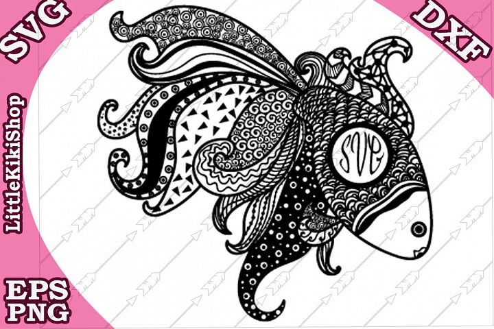 Download Zentangle Gold Fish Svg, Mandala Fish Svg, Monogram gold ...