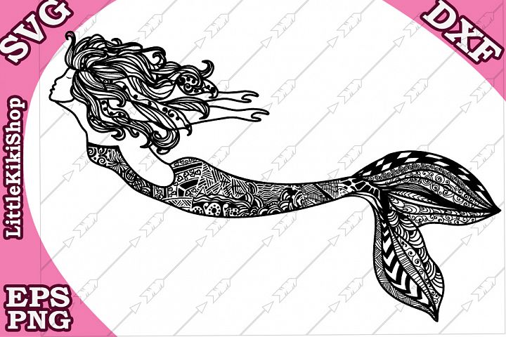 Download Zentangle Mermaid Svg Mandala Mermaid Svg, Mermaid cut file