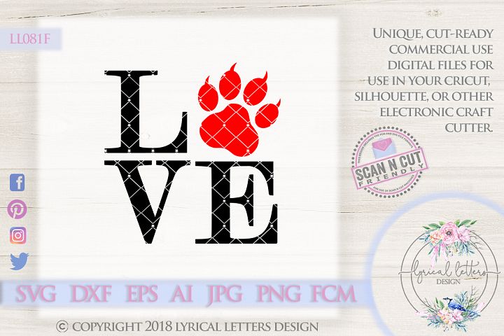 Cat Love with Paw Print SVG Cut File LL081F (66027) | SVGs ...