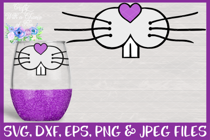 Bunny Heart Nose & Whiskers SVG - Easter Cup Design