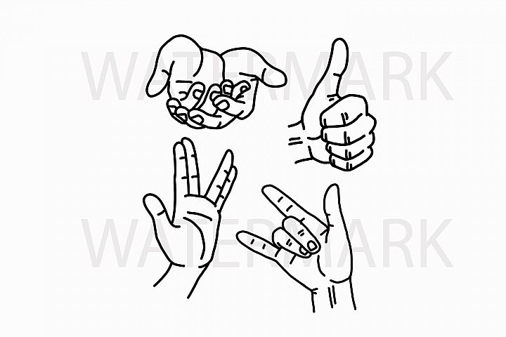 Download Bundle Hands Thumb Up - I love you - hand sign - SVG/JPG ...