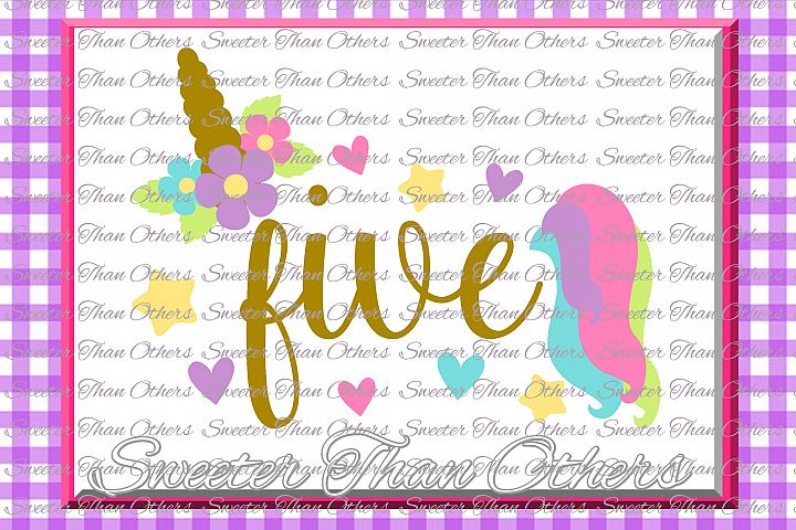 Download Fifth Birthday SVG, 5th Birthday Unicorn svg (24308) | SVGs | Design Bundles