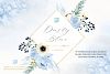 Dusty blue and gold watercolour flowers Digital clipart hand drawn ...